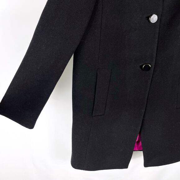 Kate Spade Dorothy Bow Neck Coat Black Wool Button Front Sz 6 Women's - Picture 4 of 9